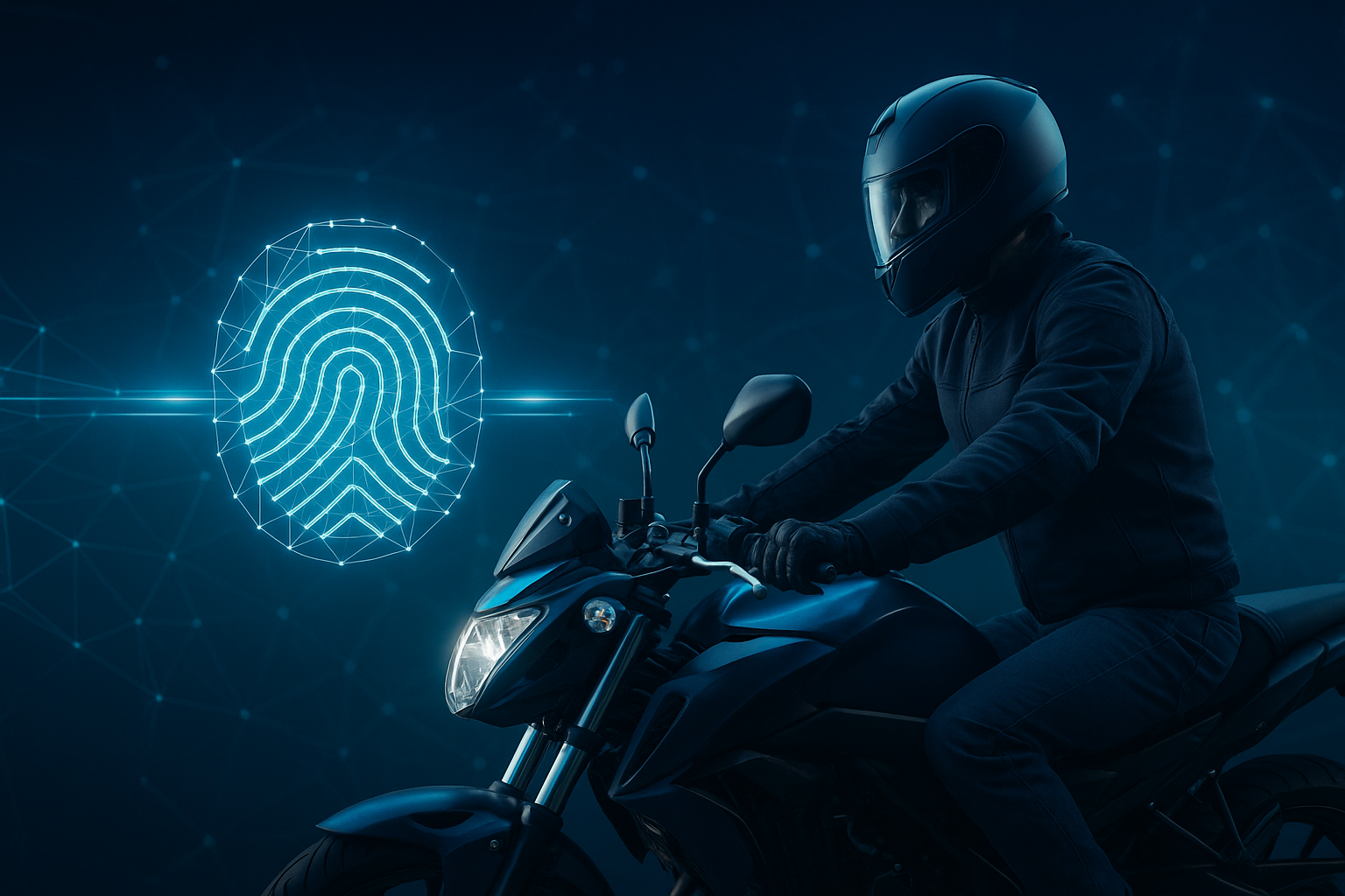 Motociclista com biometria